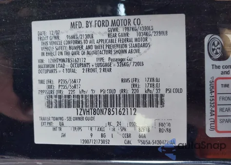 2008 Ford Mustang V6 Deluxe/V6 Premium z USA, uszkodzony, nr VIN 1ZVHT80N785162112